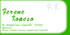 ferenc kopcso business card